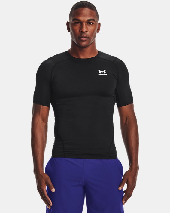 T-shirt à manches courtes HeatGear® Armour pour hommes, Black, pdpMainDesktop image number 0